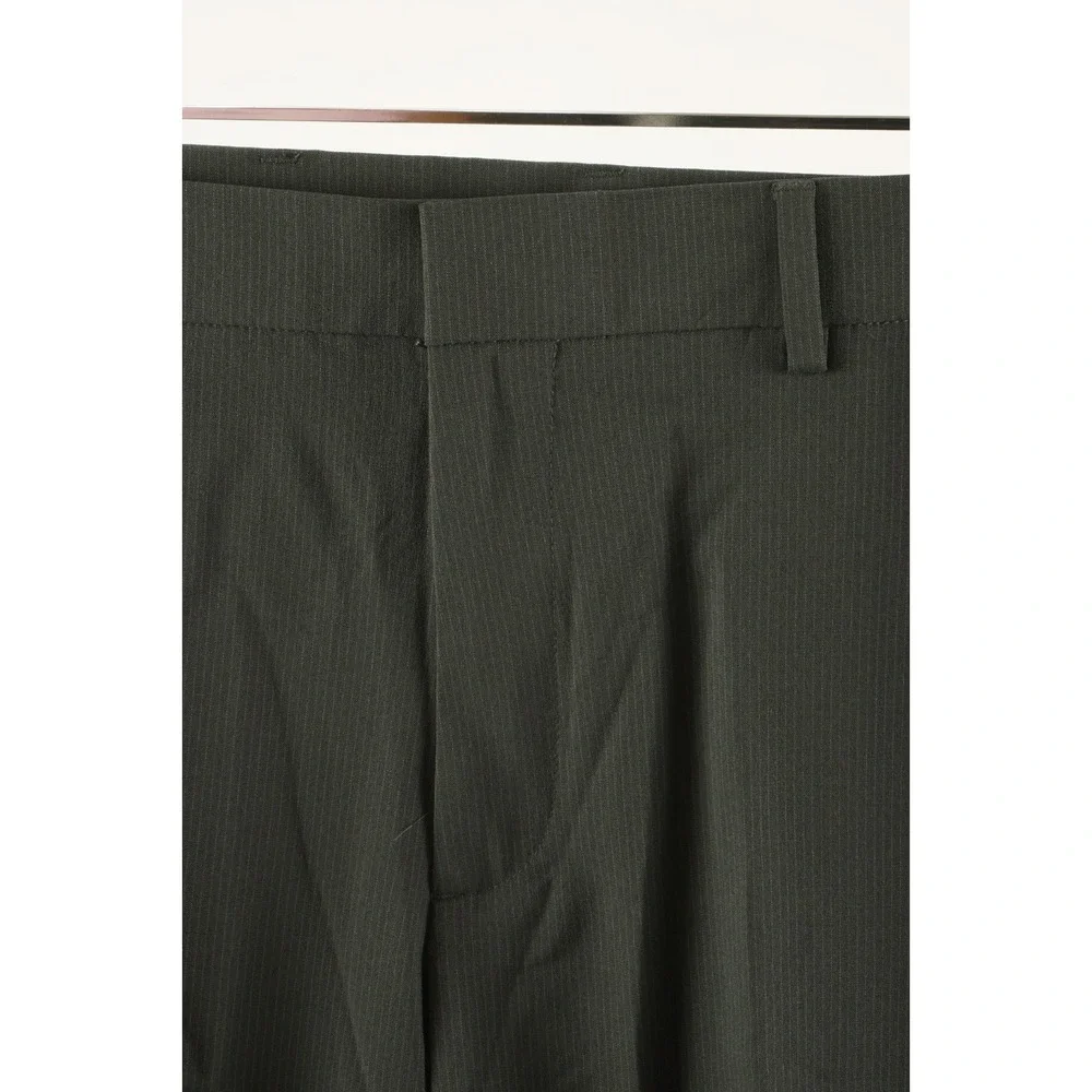 New Perry Ellis Portfolio Slim Flat Front Pants Men 34 x 32 Gray Striped Stretch